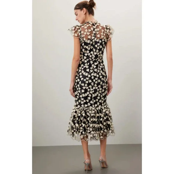 Shoshanna Black and White Chiffon Liberty Dress Size 2 - Picture 3 of 10